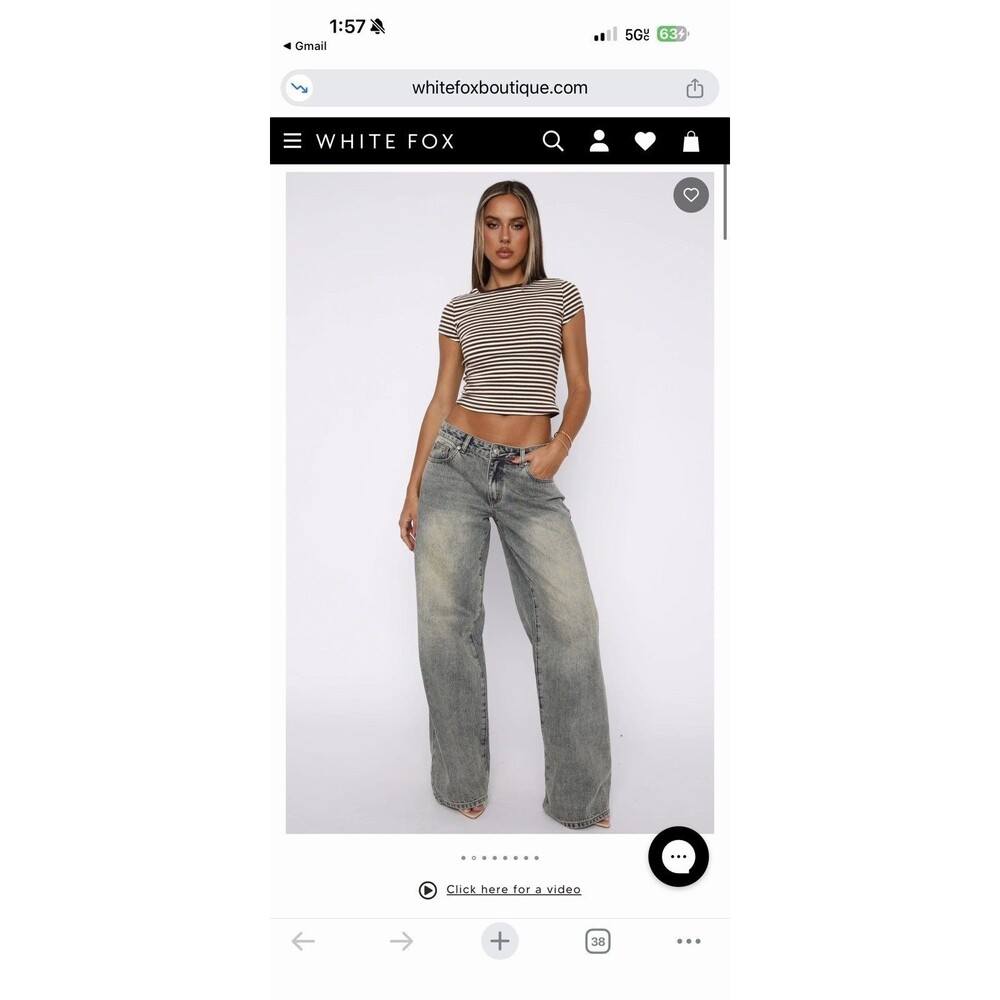 NWOT White Fox Maeve Low Rise Wide Leg Jeans in Sand Wash Size S
